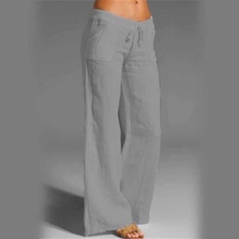 Calça Wide Leg de Linho Feminina - Loja Fact