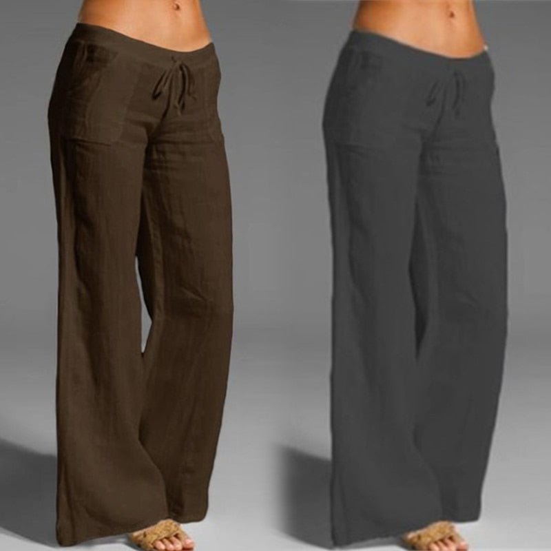 Calça Wide Leg de Linho Feminina - Loja Fact