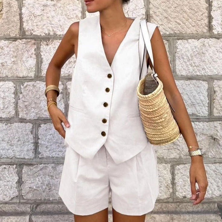 Conjunto Alfaiataria Short e Colete Janine - Loja Fact