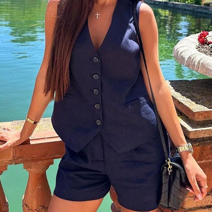 Conjunto Alfaiataria Short e Colete Janine - Loja Fact