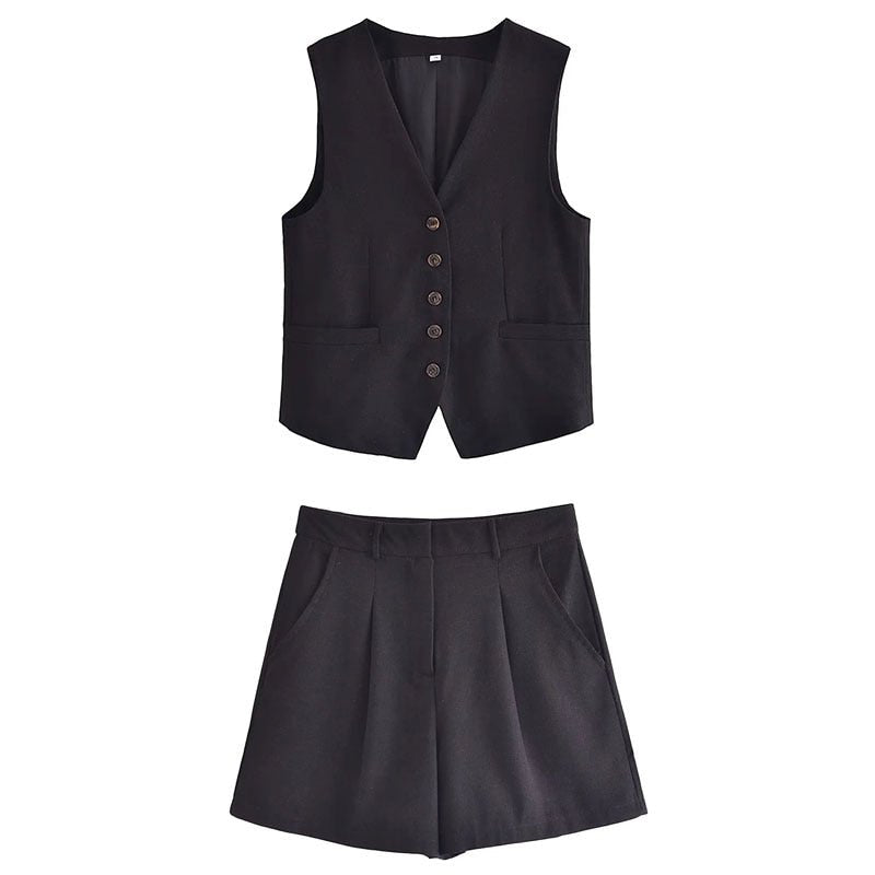 Conjunto Alfaiataria Short e Colete Janine - Loja Fact