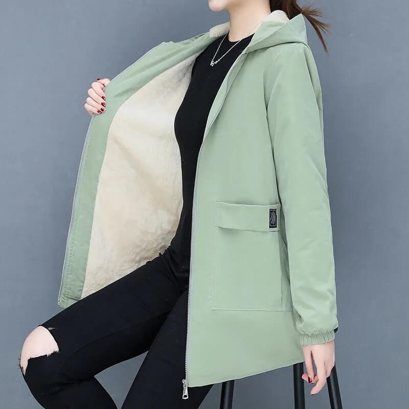 Jaqueta Feminina de Parka Forrada em Lã Agnes - Loja Fact