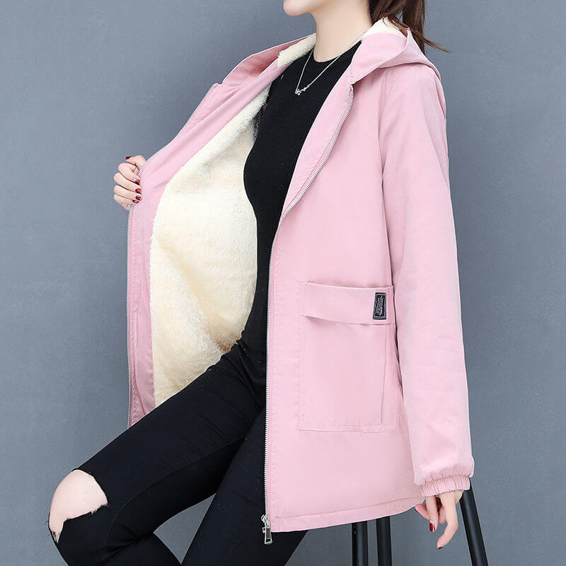 Jaqueta Feminina de Parka Forrada em Lã Agnes - Loja Fact