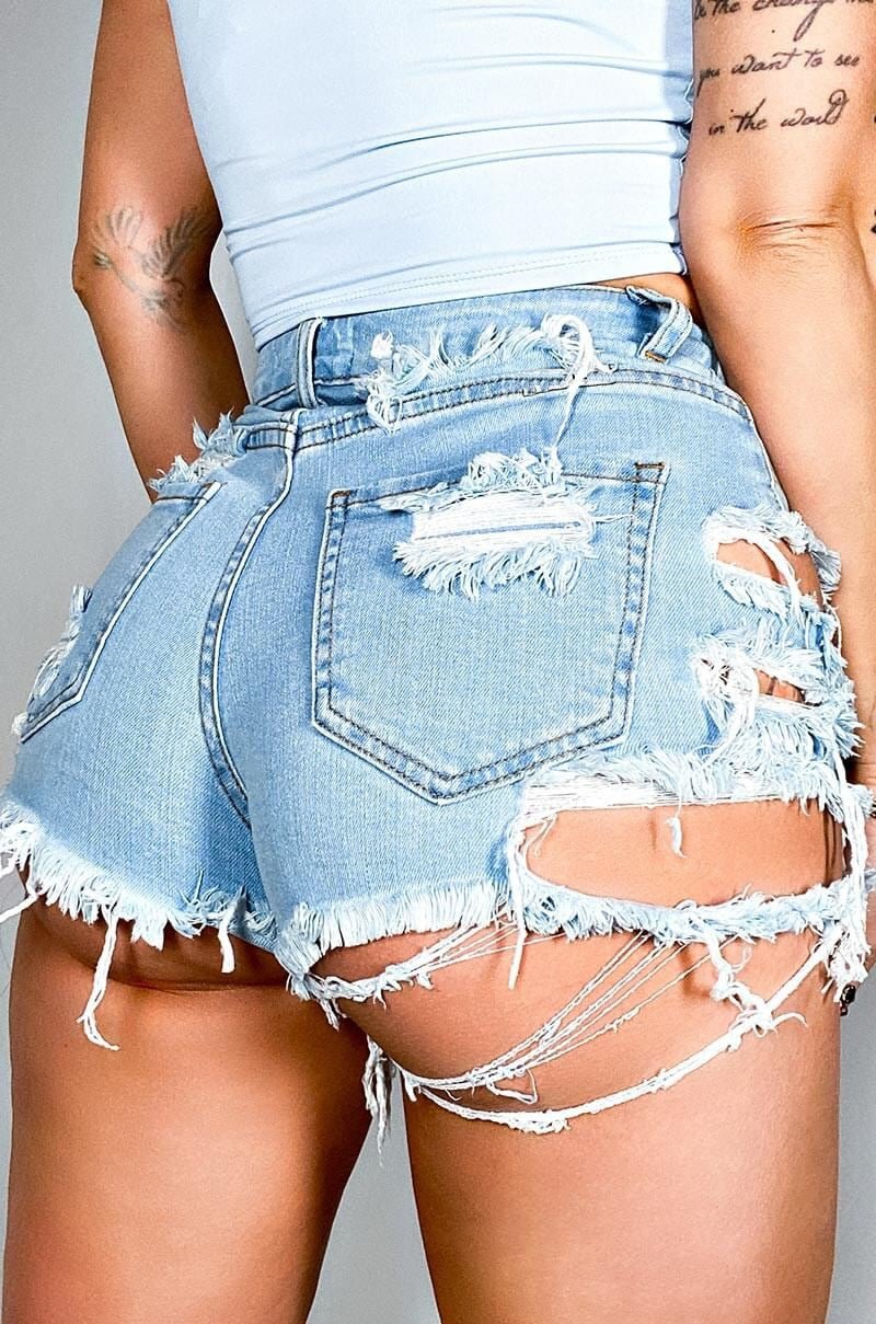 Short Jeans Feminino Rasgado - Loja Fact