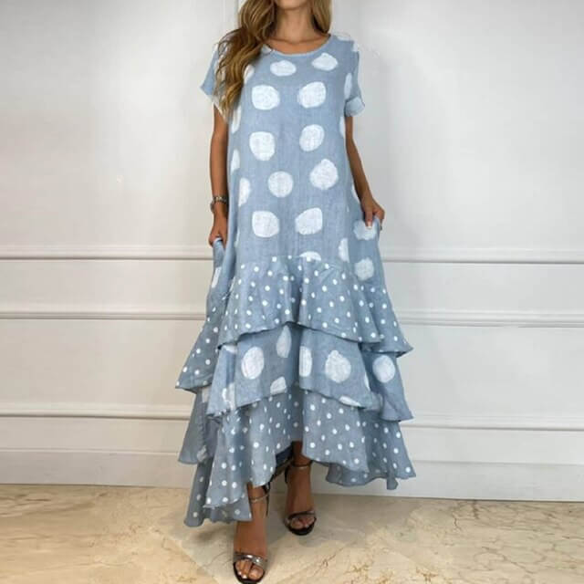 Vestido Longo com Babados Marbres - Loja Fact