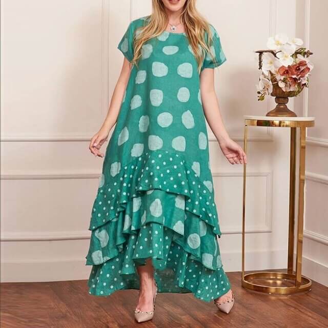 Vestido Longo com Babados Marbres - Loja Fact