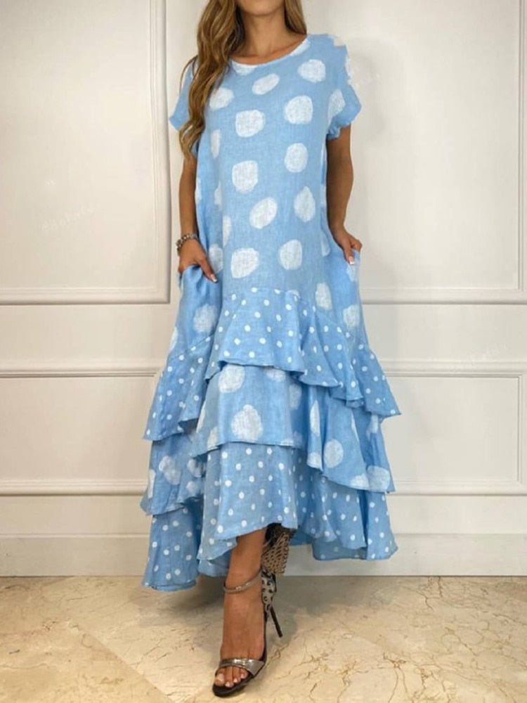Vestido Longo com Babados Marbres - Loja Fact