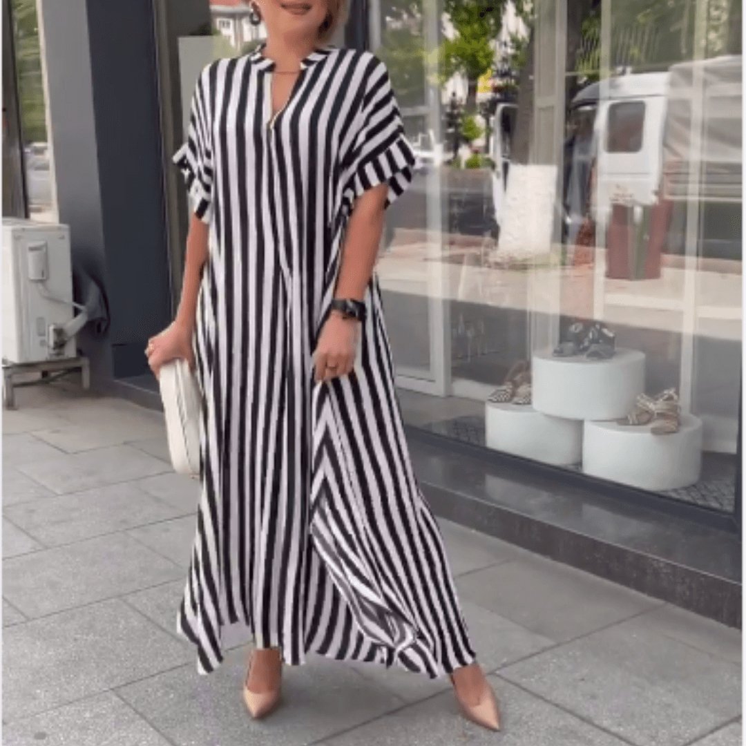 Vestido Longo Listrado Raye - Loja Fact
