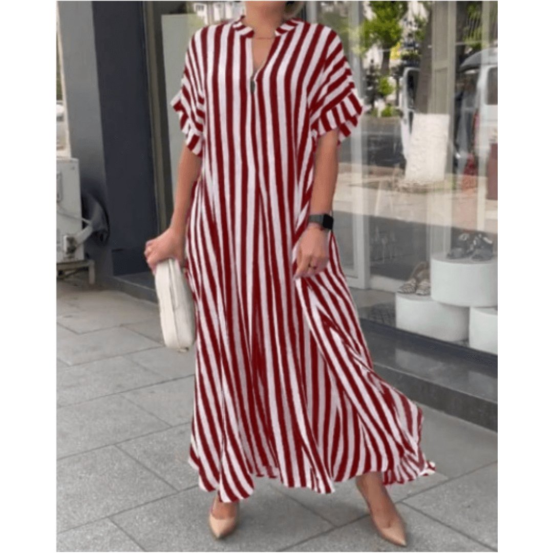 Vestido Longo Listrado Raye - Loja Fact