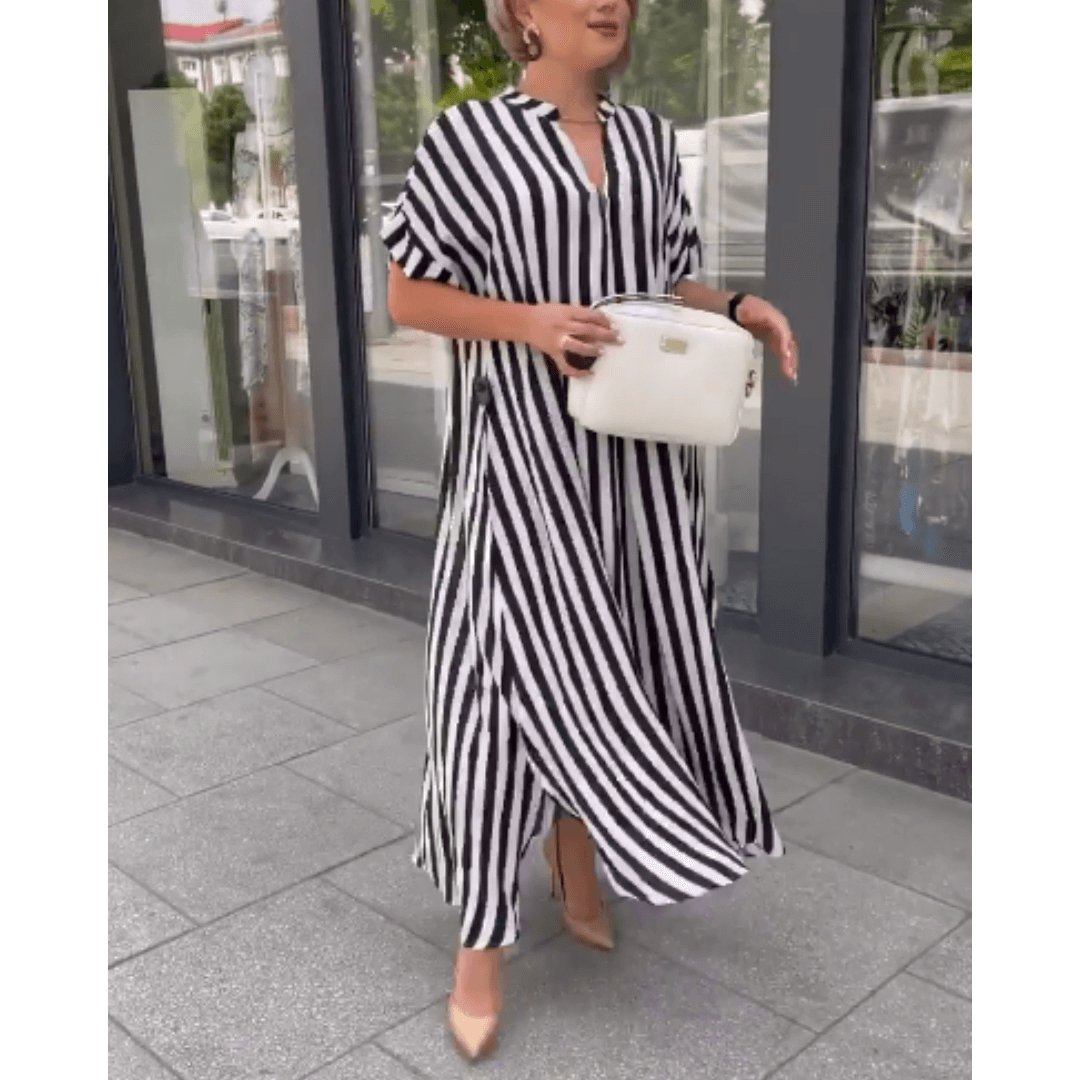 Vestido Longo Listrado Raye - Loja Fact