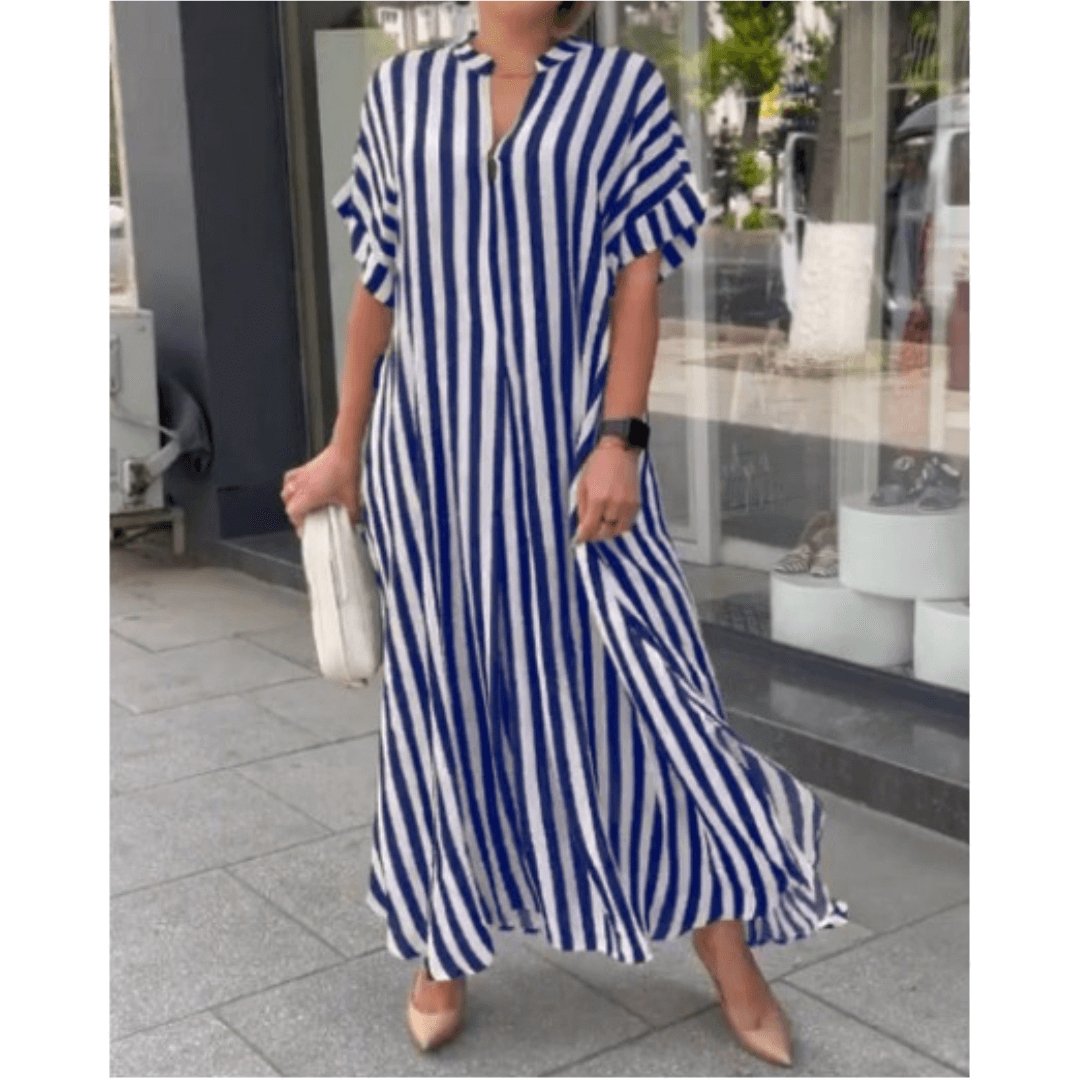 Vestido Longo Listrado Raye - Loja Fact