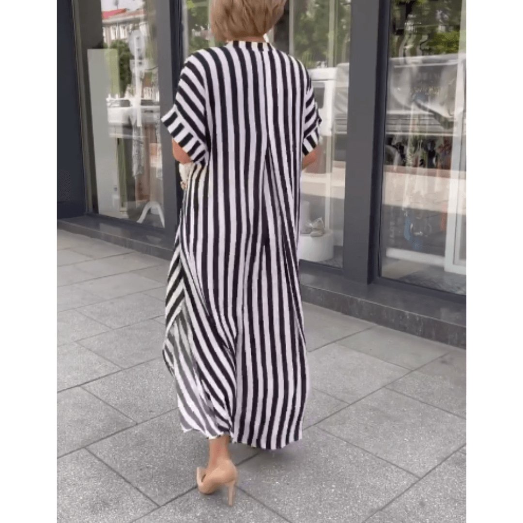 Vestido Longo Listrado Raye - Loja Fact