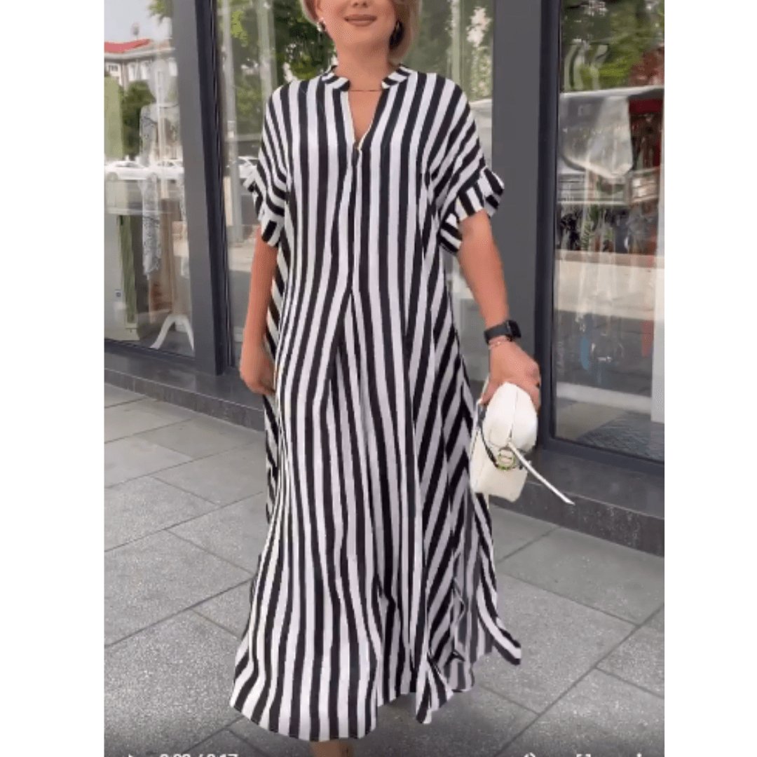 Vestido Longo Listrado Raye - Loja Fact