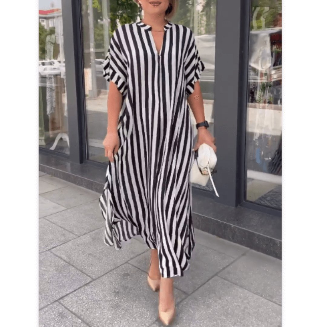 Vestido Longo Listrado Raye - Loja Fact