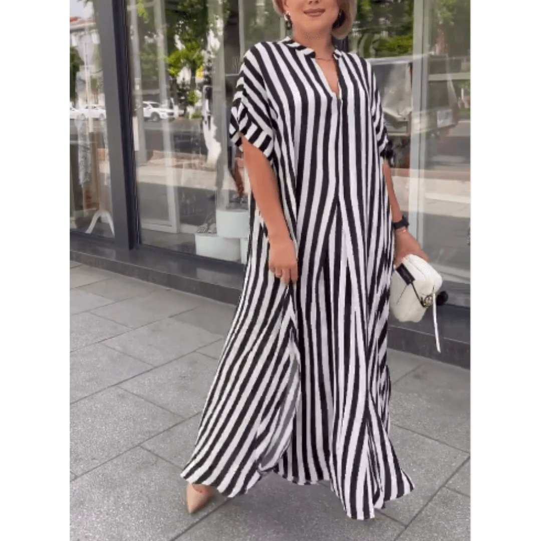 Vestido Longo Listrado Raye - Loja Fact