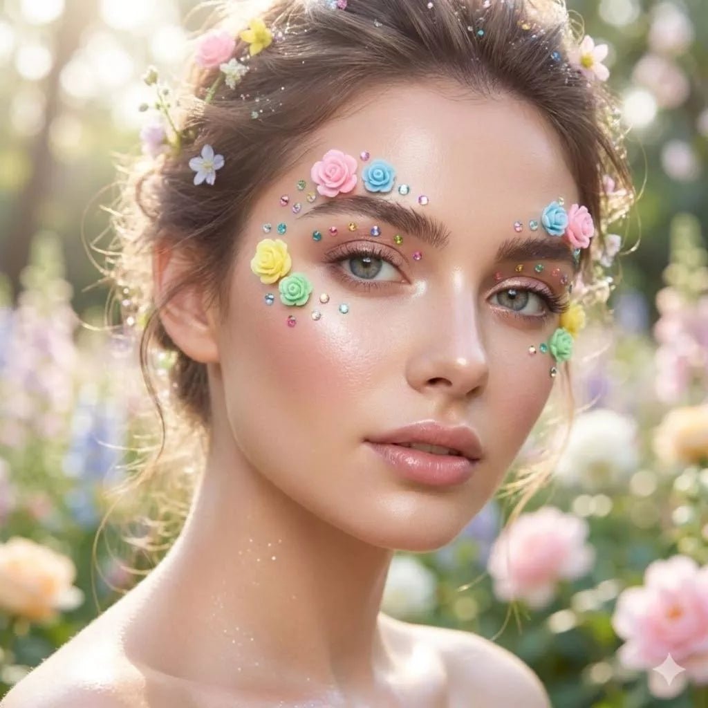 Adesivo Facial de Pedraria Autocolante com Strass 12cm Reutilizável para Maquiagem Artística e Carnaval - Innovare