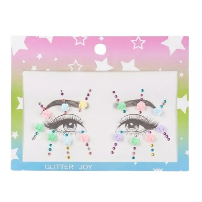 Adesivo Facial de Pedraria Autocolante com Strass 12cm Reutilizável para Maquiagem Artística e Carnaval - Innovare