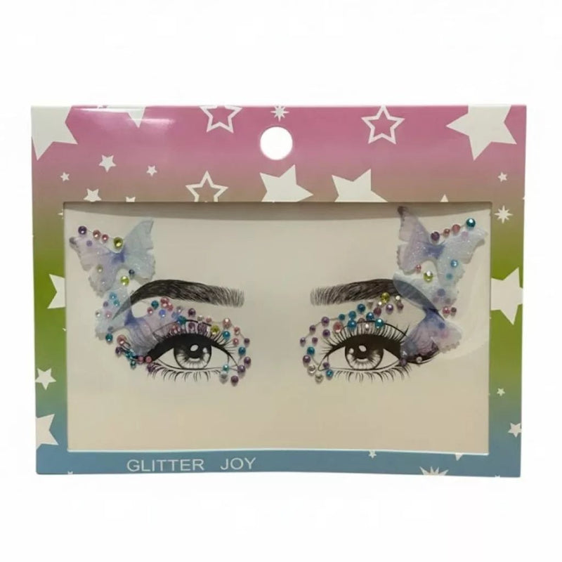 Adesivo Facial de Pedraria Autocolante com Strass 12cm Reutilizável para Maquiagem Artística e Carnaval - Innovare