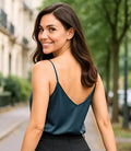 Blusa Regata Feminina de Cetim Social Elegante | Viamor - Innovare