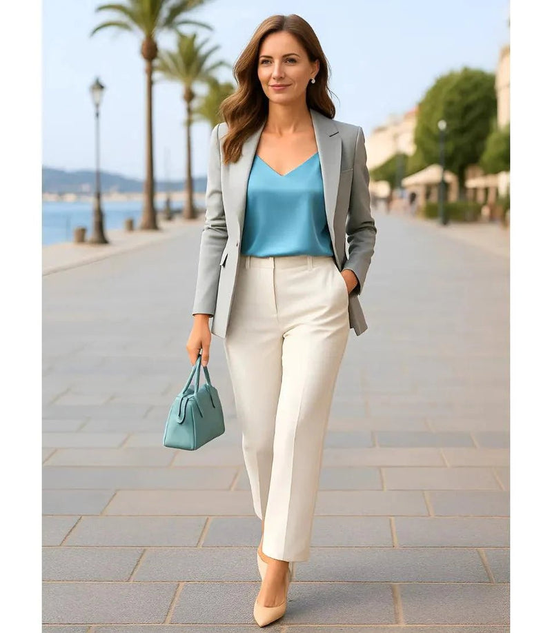 Blusa Regata Feminina de Cetim Social Elegante | Viamor - Innovare