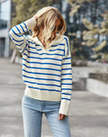 Blusa Suéter Listrado com Gola Linossi - Ziora