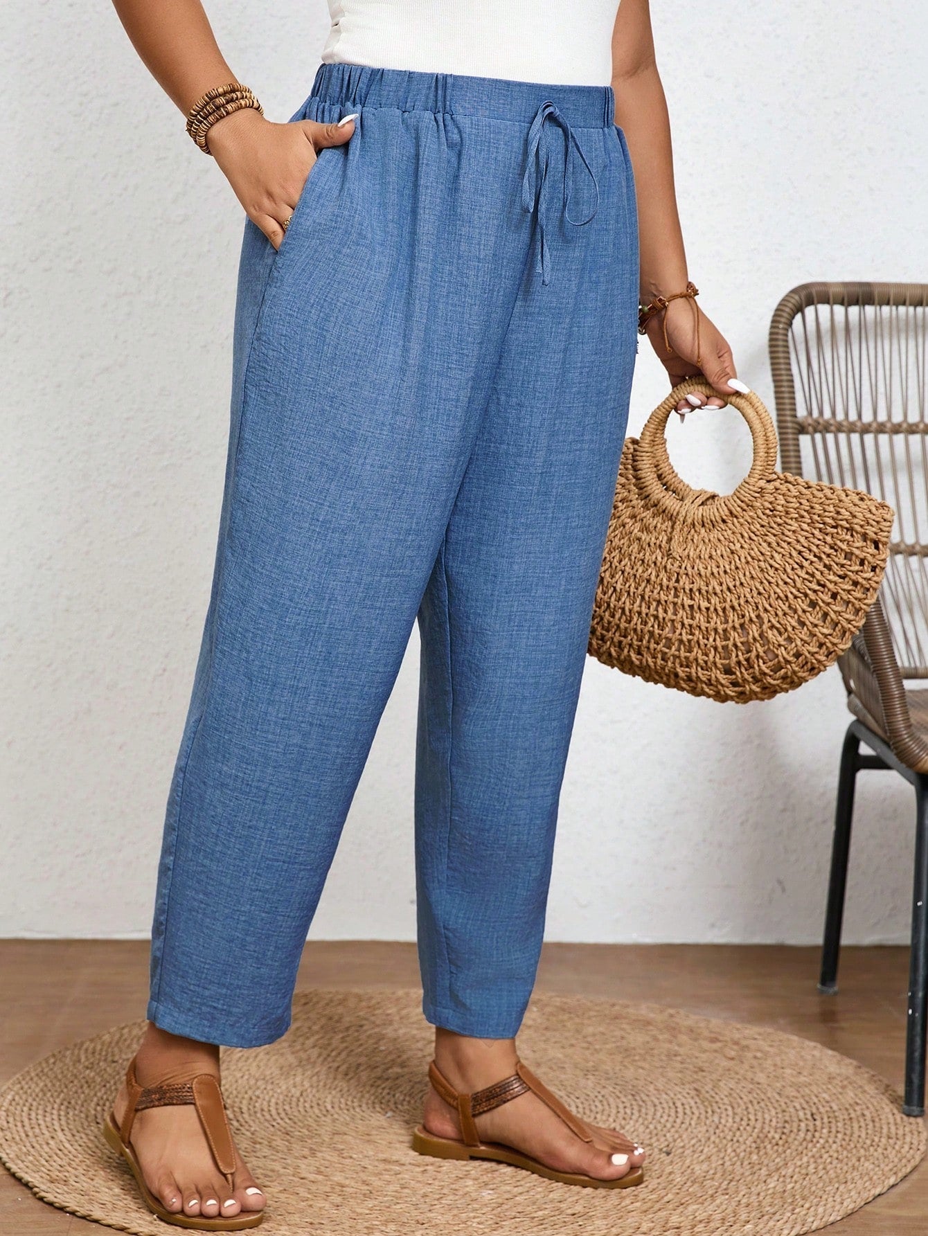 Calça Feminina Plus Size Roberta Com Elastico Na Cintura - Ziora