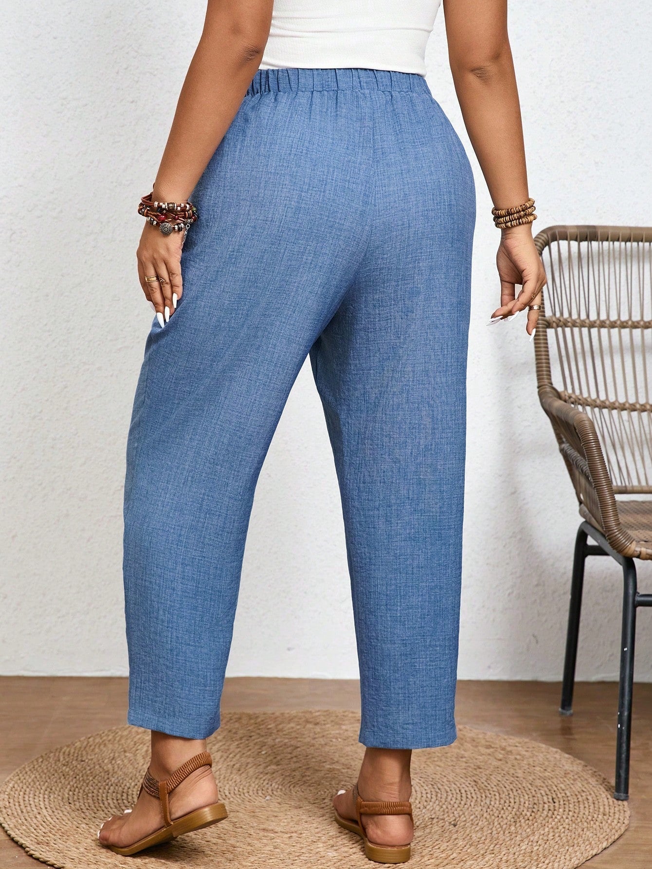 Calça Feminina Plus Size Roberta Com Elastico Na Cintura - Ziora