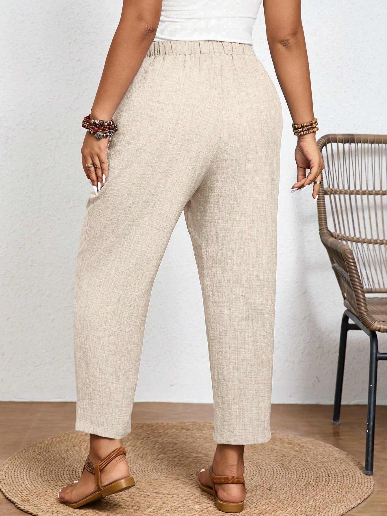 Calça Feminina Plus Size Roberta Com Elastico Na Cintura - Ziora