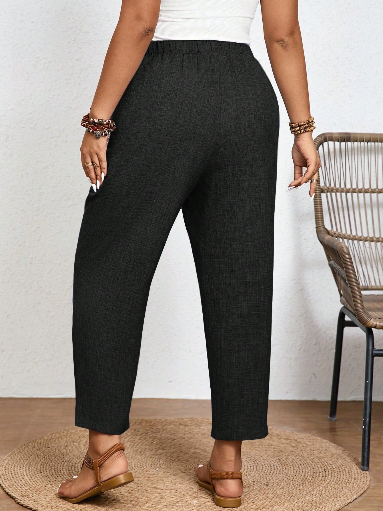 Calça Feminina Plus Size Roberta Com Elastico Na Cintura - Ziora