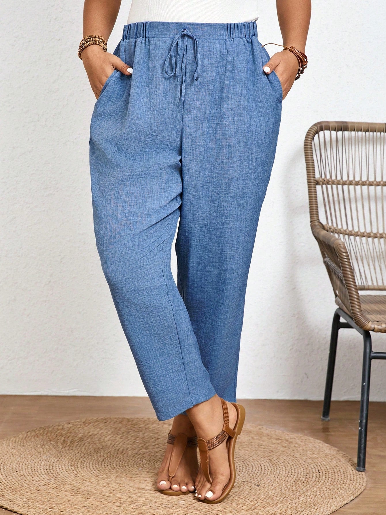 Calça Feminina Plus Size Roberta Com Elastico Na Cintura - Ziora