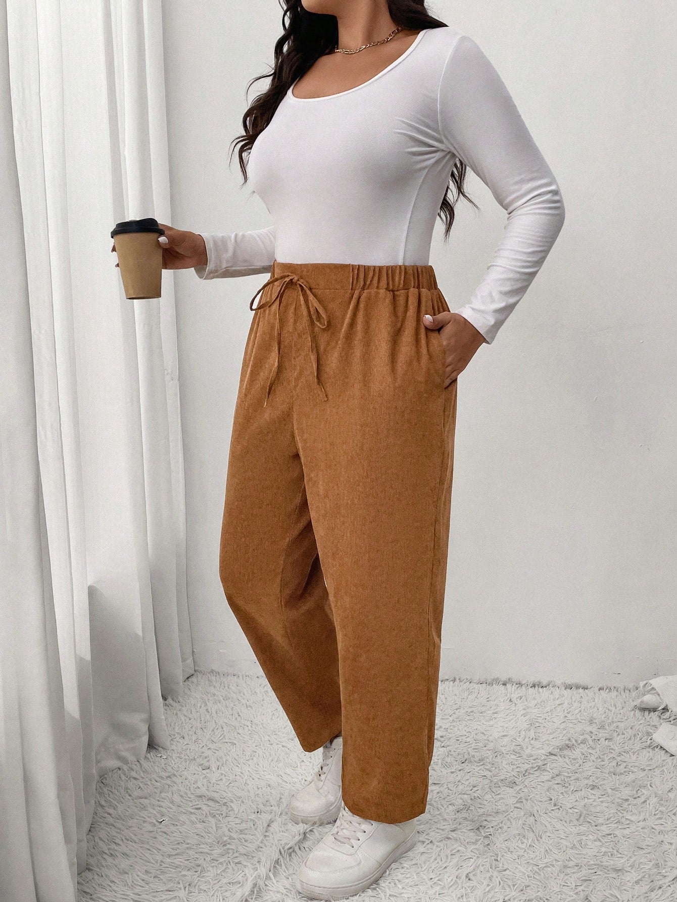 Calça Feminina Plus Size Roberta Com Elastico Na Cintura - Ziora