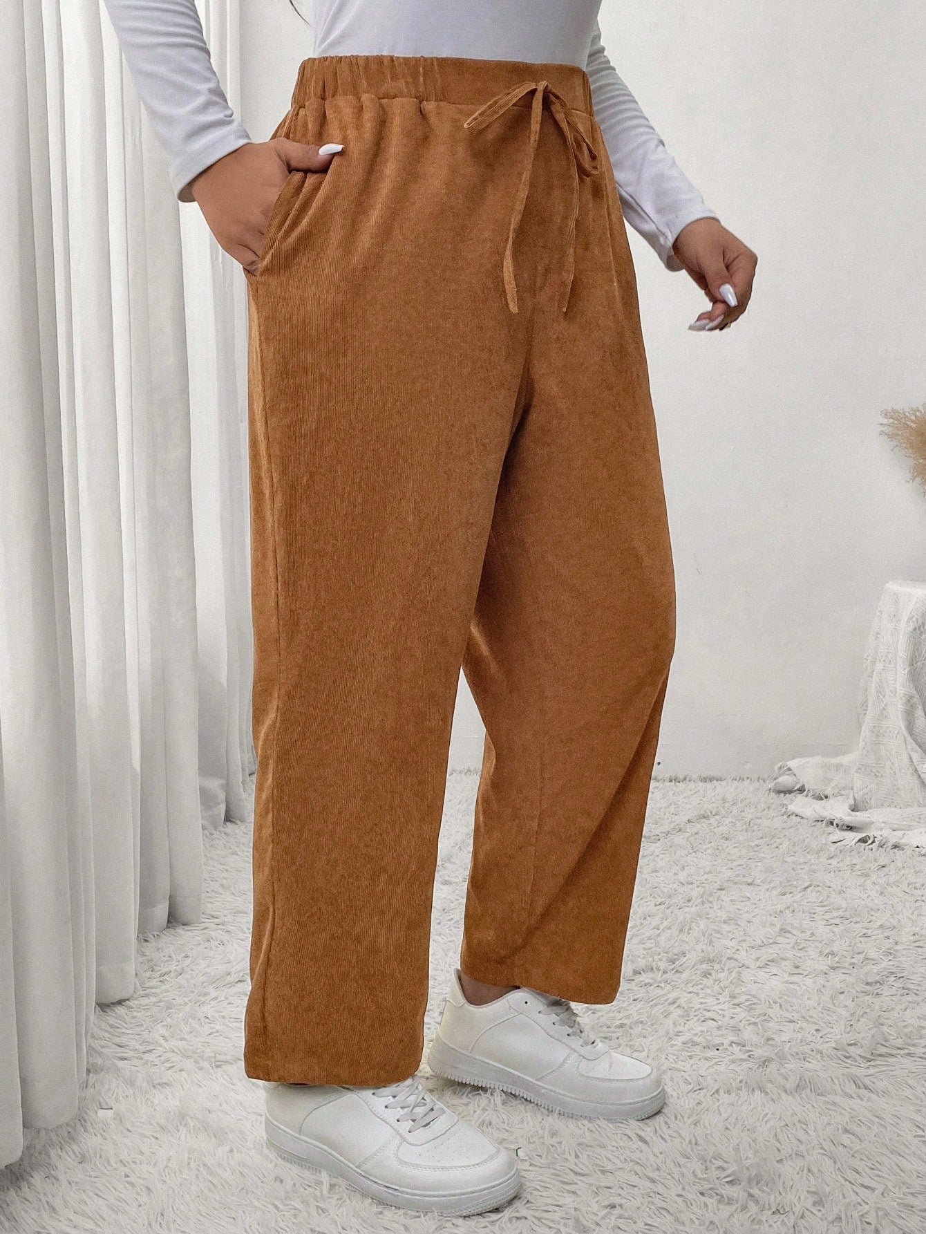 Calça Feminina Plus Size Roberta Com Elastico Na Cintura - Ziora