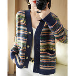 Cardigan Jacquard com Botões Parasol - Vista Ladies