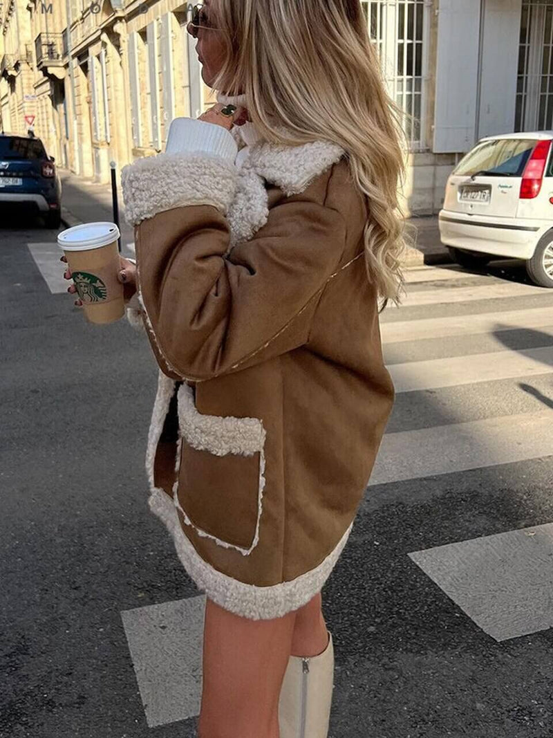 Casaco Feminino de Camurça Forrado em Lã Anouk - Vista Ladies