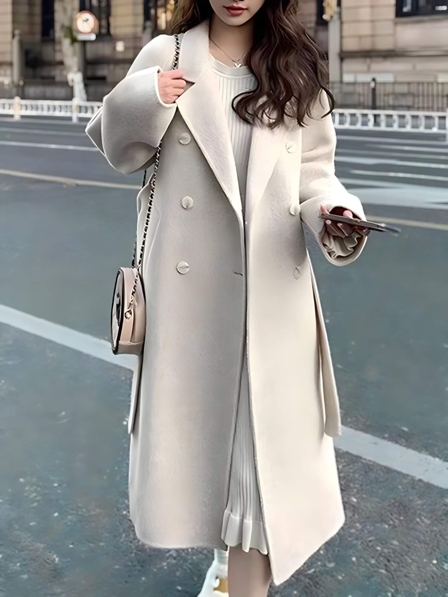 Casaco Feminino Longo de Lã Batida Isidro - Vista Ladies