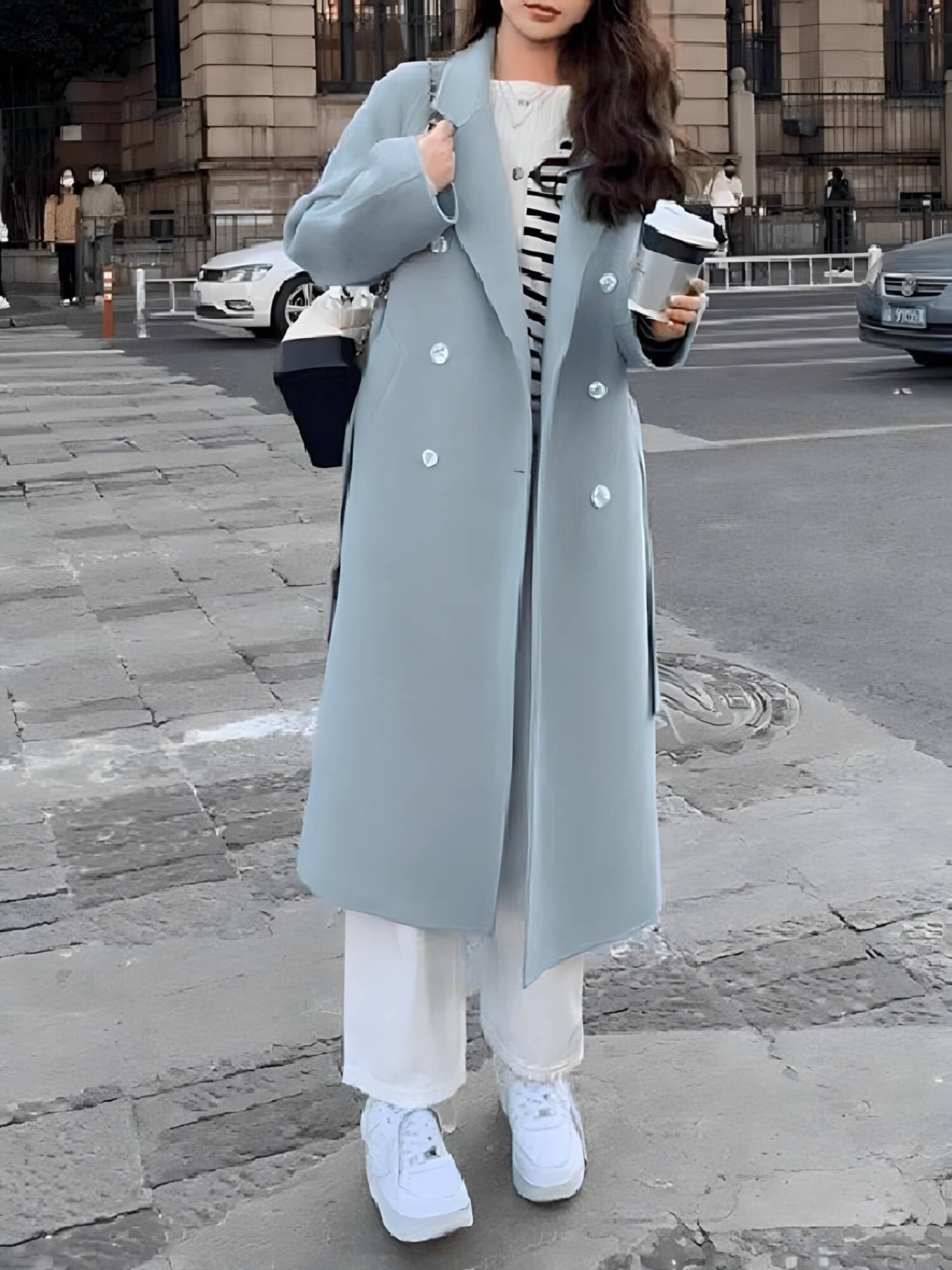 Casaco Feminino Longo de Lã Batida Isidro - Vista Ladies