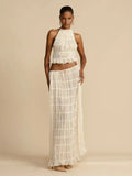 Conjunto de Cropped e Saia Longa Chiffon Drapeado Lana - Ziora