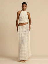Conjunto de Cropped e Saia Longa Chiffon Drapeado Lana - Ziora