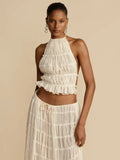 Conjunto de Cropped e Saia Longa Chiffon Drapeado Lana - Ziora