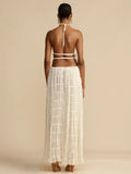 Conjunto de Cropped e Saia Longa Chiffon Drapeado Lana - Ziora