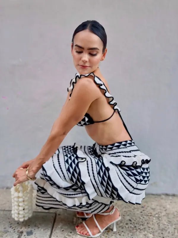 Conjunto de Malha Top e Saia Longa London - Ziora