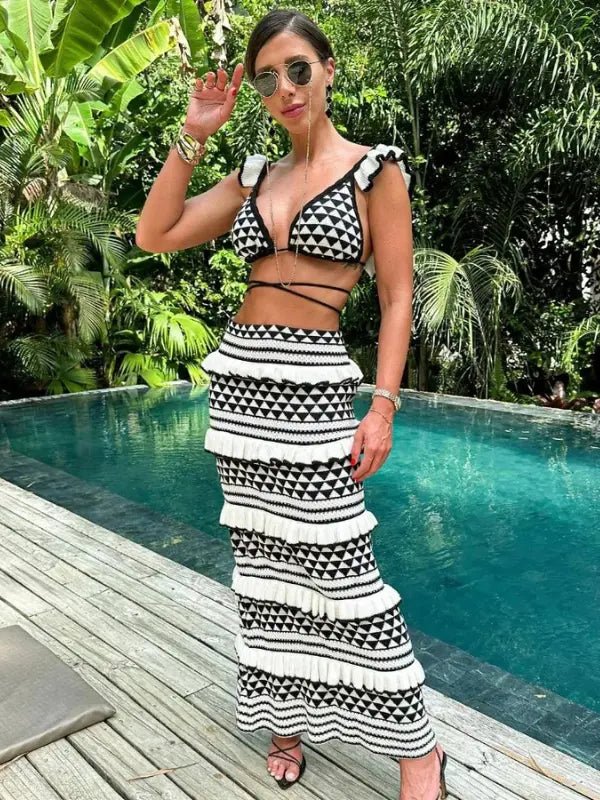 Conjunto de Malha Top e Saia Longa London - Ziora