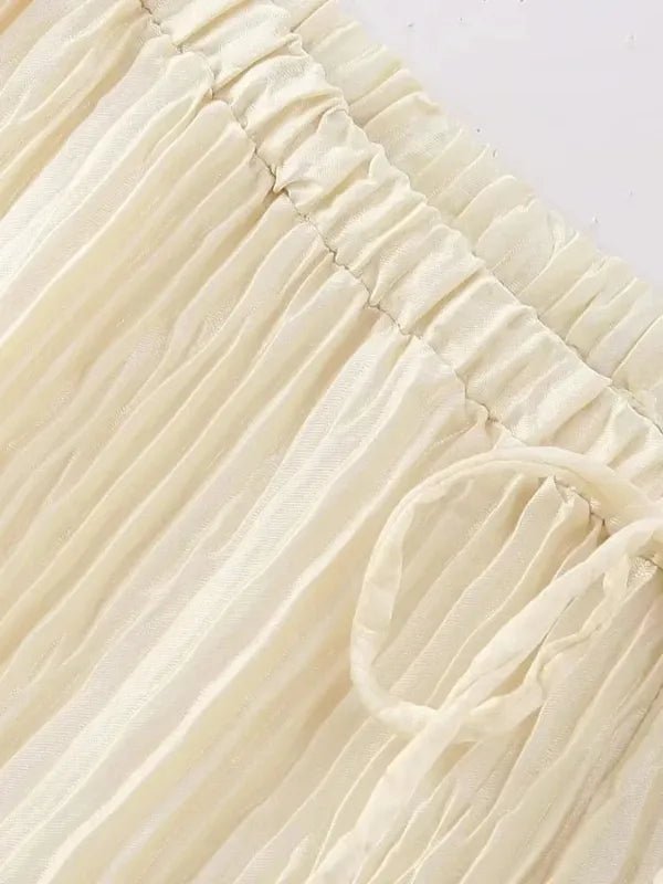 Conjunto Plissado Blusa Assimétrica e Calça Pantalona Mina - Ziora