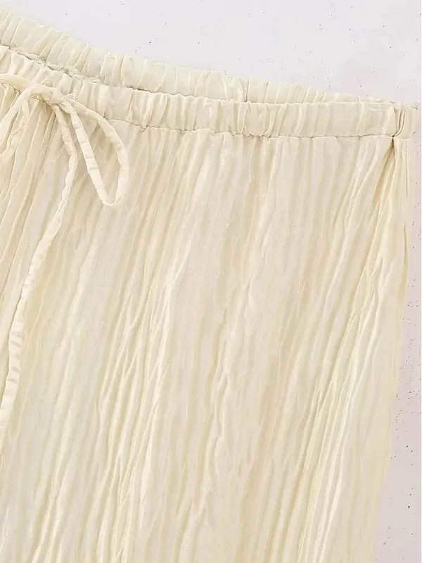 Conjunto Plissado Blusa Assimétrica e Calça Pantalona Mina - Ziora