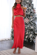 Conjunto Top e Saia Cetim Liso Sottile - Ziora