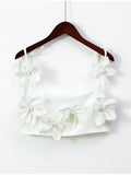Cropped com flores 3D e costas abertas – Gabriela - Ziora