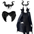 Fantasia Malévola com Chifres Kit 3 Peças Adulto Preto com Arco, Capa e Asas para Carnaval - Innovare