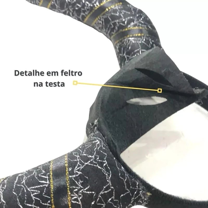 Fantasia Malévola com Chifres Kit 3 Peças Adulto Preto com Arco, Capa e Asas para Carnaval - Innovare