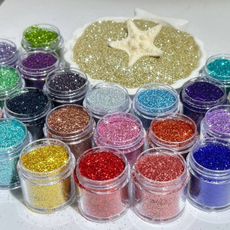 Kit 12 Potes de Glitter Flocado Grande Profissional Furta - Cor para Unhas, Maquiagem e Artes - Innovare