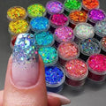 Kit 12 Potes de Glitter Flocado Grande Profissional Furta - Cor para Unhas, Maquiagem e Artes - Innovare
